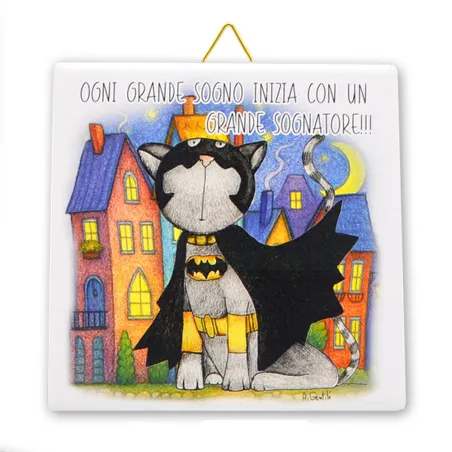 Bomboniera solidale mattonella ceramica super eroe cucciolo