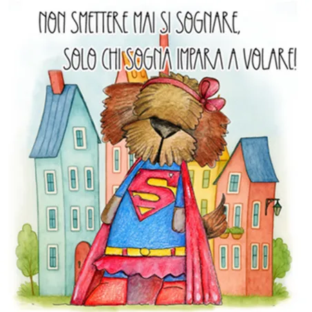 Bomboniera solidale mattonella ceramica super eroe cucciolo