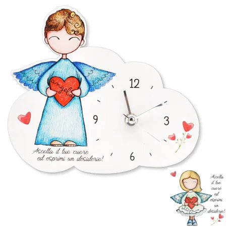 Bomboniera solidale orologio nuvola angelo con cuore