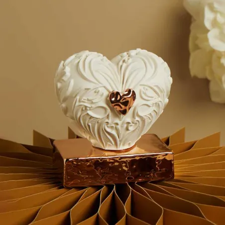 Bomboniera Matrimonio Claraluna 2026 – Cuore in Gesso su Base Oro Rosa con Applicazione