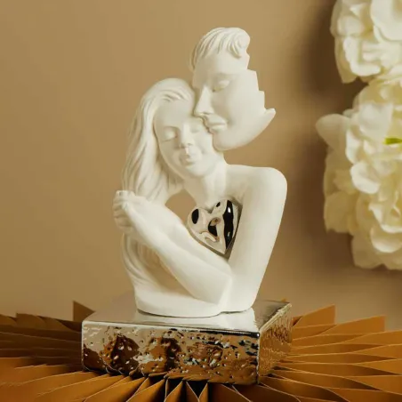 Bomboniera Matrimonio Claraluna 2026 – Coppia Innamorati con Cuore su Base Silver