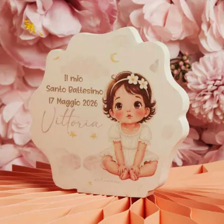 Bomboniera Battesimo Claraluna 2026 – Icona da Poggio Smerlato con Bimba Rosa