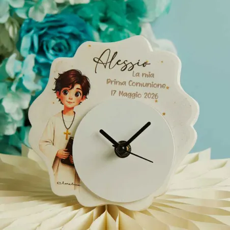 Bomboniera Prima Comunione Claraluna 2026 - Orologio Smerlato Bimbo