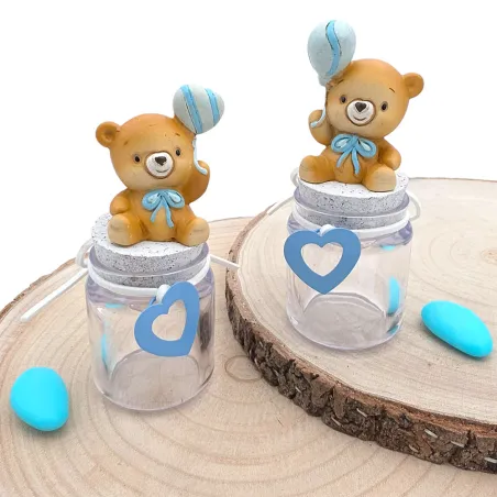 Barattolino orsetto celeste con palloncino – Linea Palla (2 modelli)