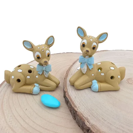 Cervo LED da poggio in resina celeste – Linea Tenero (2 modelli)