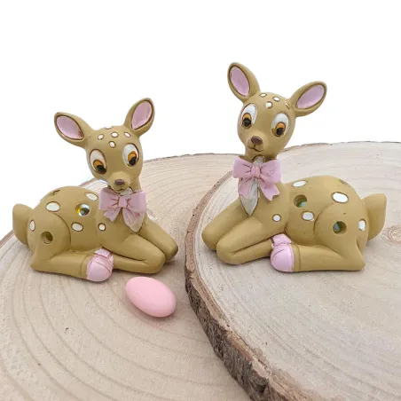 Cervo LED da poggio in resina rosa – Linea Tenero (2 modelli)