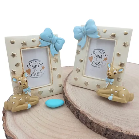 Portafoto cervo celeste con stelle e cuori – Linea Tenero (2 modelli)