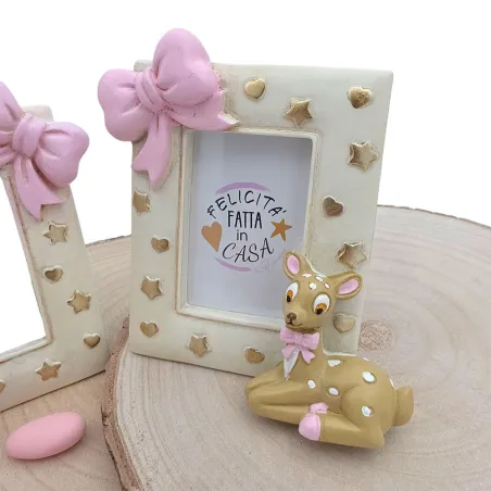 Portafoto cervo rosa con stelle – Linea Tenero (2 modelli)