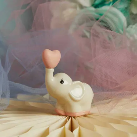 Bomboniera Battesimo Claraluna 2026 Elefantino Rosa in Porcellana
