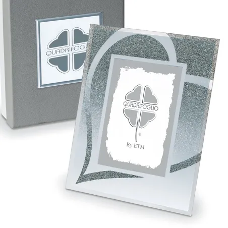 Bomboniera Solidale Quadrifoglio® Matrimonio Linea Diamante – Porta Foto Grande in Vetro con Scatola Inclusa