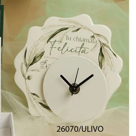 Bomboniera Personalizzata Claraluna Orologio Decoro Ulivo con Confezione a Scelta