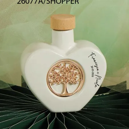 Bomboniera Personalizzata Claraluna Oliera Cuore Albero della Vita Oro Rosa