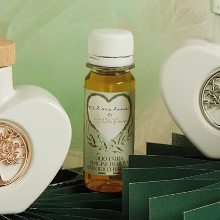 Bomboniera Personalizzata Claraluna Oliera Cuore Oro con Olio Principe – Albero della Vita