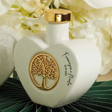 Bomboniera Personalizzata Claraluna Oliera Cuore Oro con Olio Principe – Albero della Vita