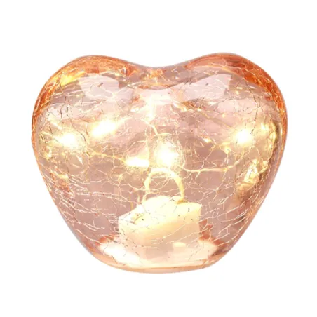 Bomboniera Matrimonio Hervit Summerland – Cuore Rosa in Vetro LED Effetto Crackle (Batterie e Scatola Incluse)