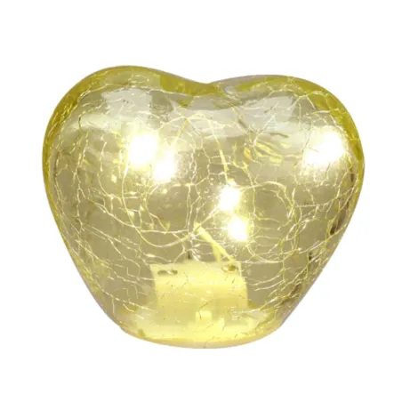 Bomboniera Matrimonio Hervit Summerland – Cuore Giallo in Vetro LED Crackle (Batterie e Scatola Incluse)