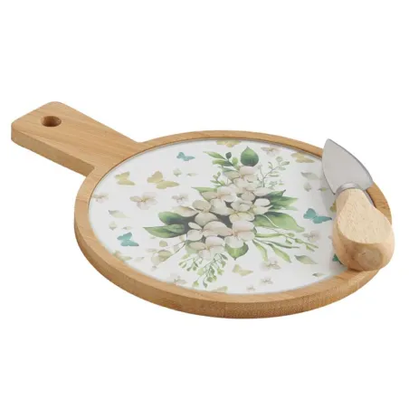 Bomboniera Matrimonio Collezione Zante – Set Formaggio con Tagliere Decorato, Coltello e Scatola