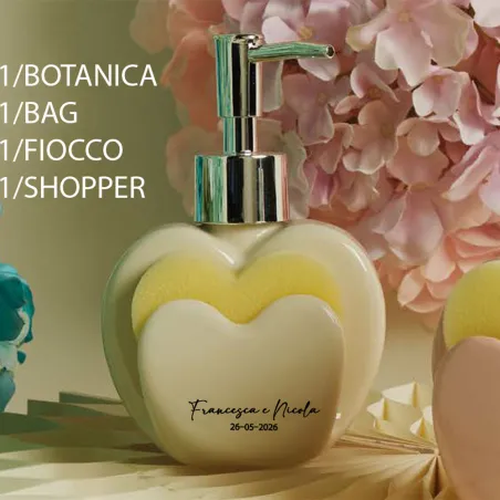 Bomboniera Claraluna Dispenser Sapone Cuore Bianco con Spugna – Personalizzata (Scatola a Scelta Inclusa)