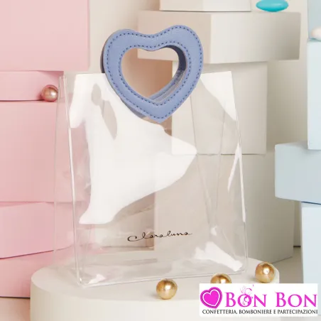 Bomboniera Claraluna Dispenser Sapone Cuore Azzurro con Spugna – Personalizzata (Scatola a Scelta Inclusa)