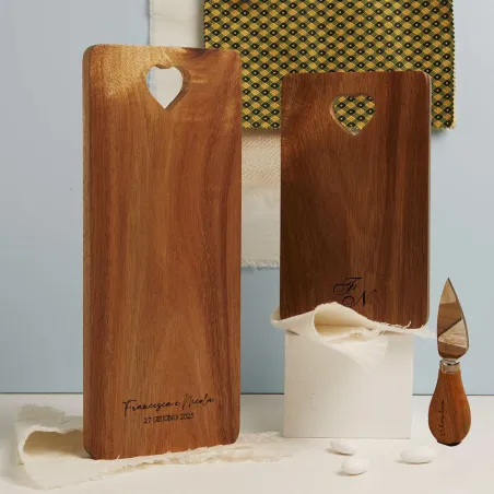 Bomboniera Claraluna Tagliere in Acacia Personalizzato con Coltellino