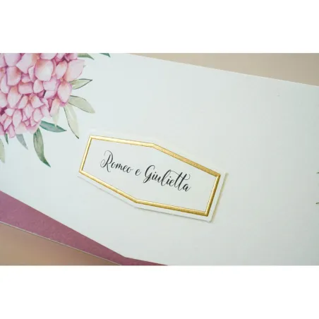 Partecipazione Matrimonio “Ortensie Rosa & Tasca Cipria”