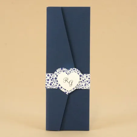 Partecipazione Matrimonio “Navy Chic & Cuore Porcellana Blu”