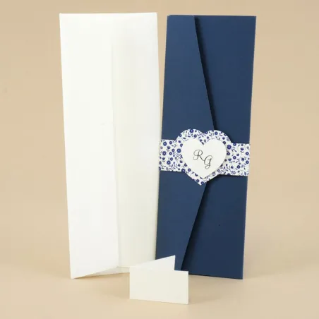 Partecipazione Matrimonio “Navy Chic & Cuore Porcellana Blu”