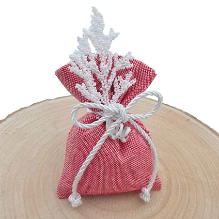 Sacchetto Matrimonio Mare Zarina Rosso con Corallo Bianco