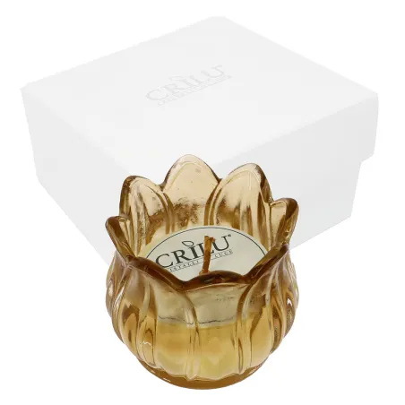 Bomboniera Matrimonio “Tulipano Ambra” – Candela in Vetro con Scatola e Confetti