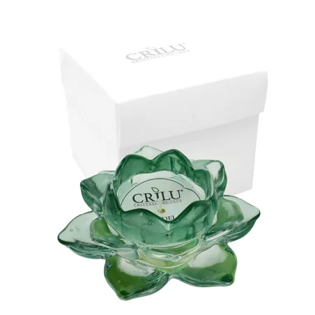 Bomboniera Matrimonio “Lotus Verde” – Candela in Vetro con Scatola, Sacchetto e Nastri Personalizzabili