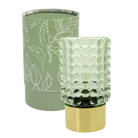 Bomboniera Matrimonio “Luce Pois Green Gold” – Lampada LED Verde in Vetro con Base Oro, Scatola e Confezione Personalizzabile