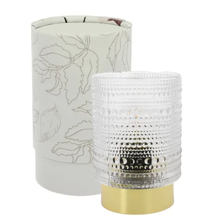 Bomboniera Matrimonio “Luce Gocce Gold” – Lampada LED in Vetro Trasparente con Base Oro, Scatola e Confezione Personalizzabile