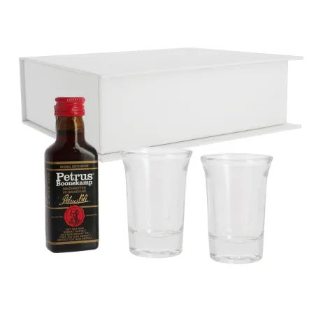 Bomboniera Matrimonio “Mini Brindisi” – Set 2 Bicchierini in Vetro con Inserto Liquore, Scatola e Confezione Personalizzabile