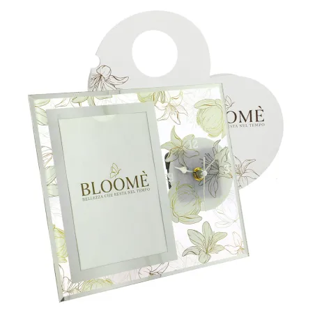 Bomboniera Matrimonio Bloome “Giglius” – Portafoto Rettangolare in Vetro con Orologio e Stampa Gigli Bianchi, con Scatola