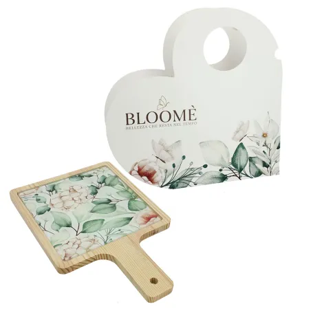 Bomboniera Matrimonio Bloome Botanic – Tagliere Quadrato con Manico in Legno e Stampa Ortensie Verdi con Scatola