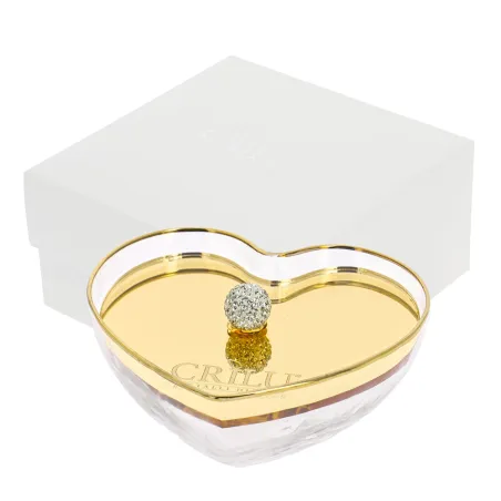 Bomboniera Matrimonio Scatola Cuore Oro Specchiato con Sfera di Strass – Scatola Inclusa