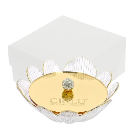 Bomboniera Matrimonio Scatola Fiore Oro Specchiato con Sfera di Strass – Scatola Inclusa