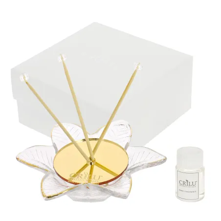 Bomboniera Matrimonio Diffusore “Foglie” Oro Specchiato con Profumo e Bacchette – Scatola Inclusa