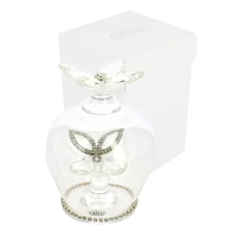 Bomboniera Matrimonio Campana in Vetro con Farfalla Swarovski® e Ali Strass Argento – Scatola Inclusa