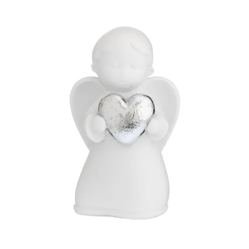 Angioletto bianco con cuore argento