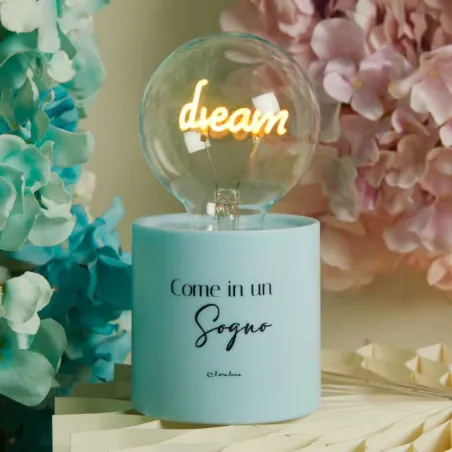 Bomboniera Claraluna Lampada Celeste “Come in un Sogno” con scritta Dream e scatola abbinata